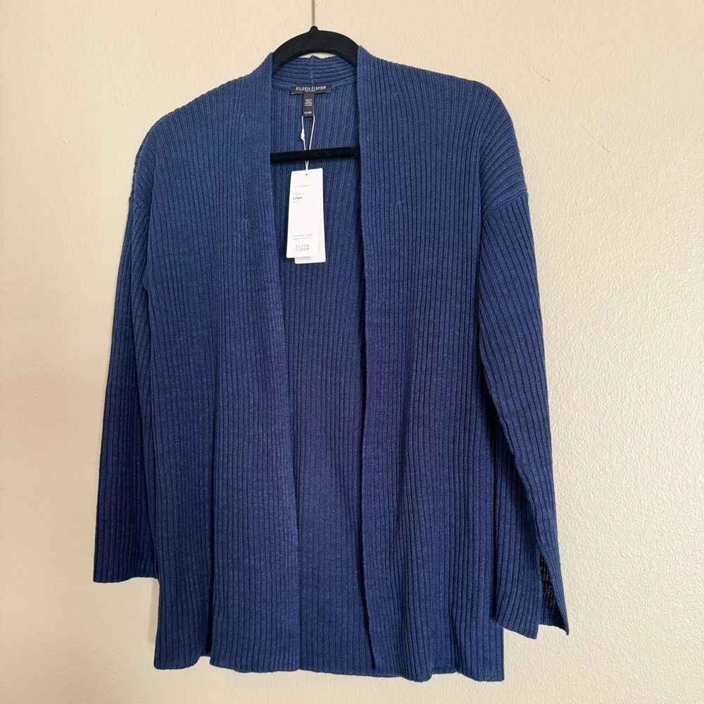NWT Eileen Fisher Organic Linen Knit Cardigan. Size Petite small.